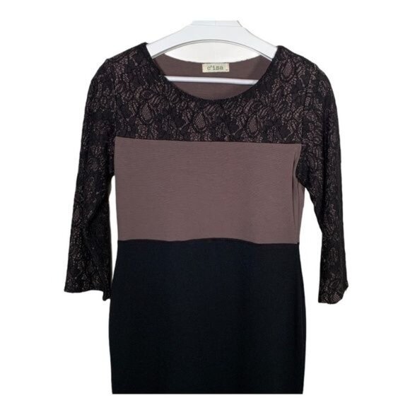 Cisa Dress Womens Sz Medium Mini Sheath Pencil Colorblock Lace Fall Casual Work - Picture 2 of 9